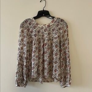 Floreat Cream Long Sleeve Pleated Blouse